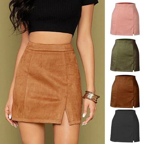 Fashion Solid Color Polyester Above Knee Skirts