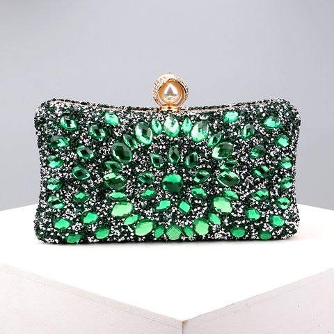 Green Blue Pink Pu Leather Polyester Flower Pillow Shape Evening Bags