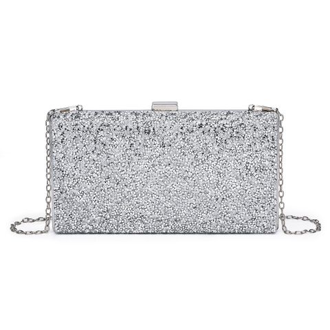 Black Gold Silver Pvc Polyester Solid Color Square Evening Bags