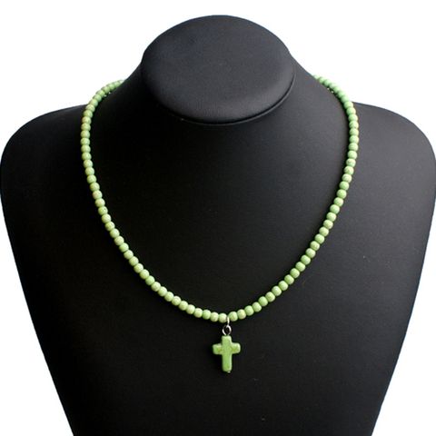 Fashion Cross Plastic Beaded Women's Necklace 1 Piece