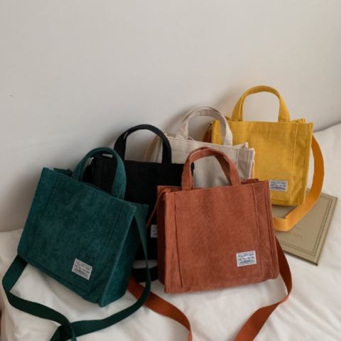 Women's Fashion Solid Color Corduroy Shopping Bags