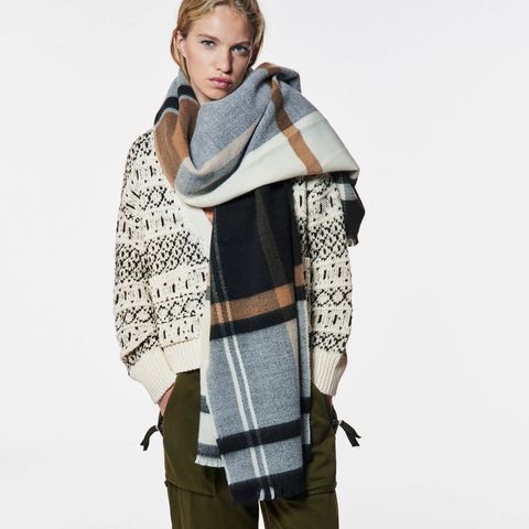 Women's Fashion Lattice Imitation Cashmere Tassel Winter Scarves