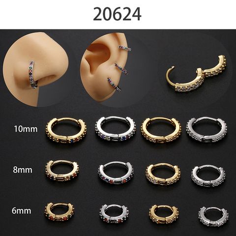 Fashion Round Copper Inlay Zircon Nose Ring