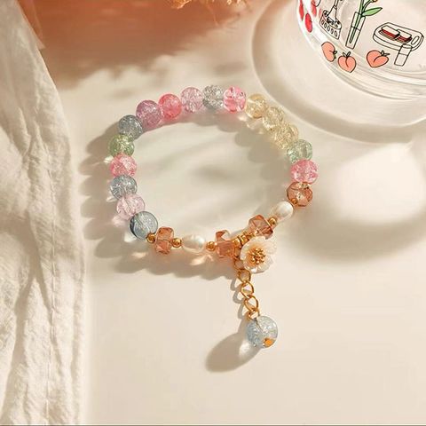 Sweet Flower Glass Beaded Pearl Women's Bracelets 1 Piece