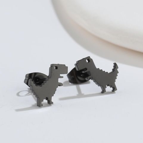 1 Pair Fashion Dog Dinosaur Giraffe Titanium Steel Ear Studs