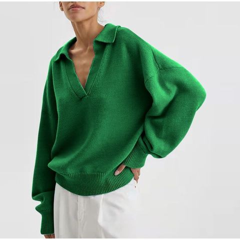 Women's Sweater Long Sleeve Sweaters & Cardigans Fashion Solid Color