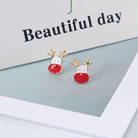 Fashion Santa Claus Snowman Metal Plating Inlay Artificial Gemstones Women's Ear Studs 1 Pair