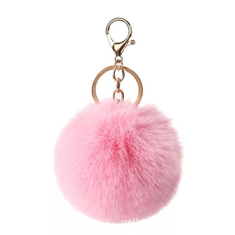Fashion Solid Color Faux Rabbit Fur Plating Keychain 1 Piece