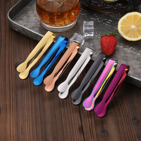 Fashion Solid Color Stainless Steel Food Tongs 1 Piece