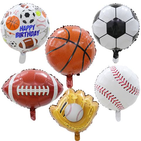 Date D'anniversaire Baseball Football Film D'aluminium Fête Ballons