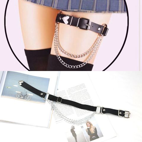 Fashion Solid Color Pu Leather Metal Chain Women's Corset Belts 1 Piece