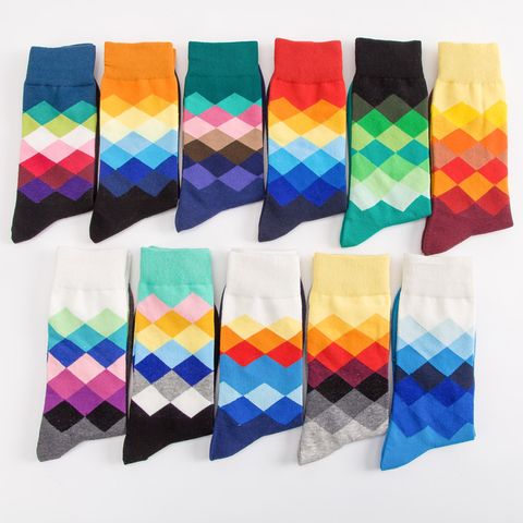 Men's Sports Printing Nylon Cotton Jacquard Crew Socks 1 Set