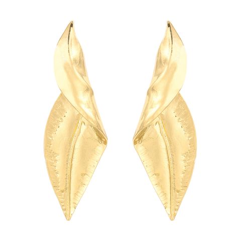 1 Pair Ins Style Leaf Plating Metal Ear Studs