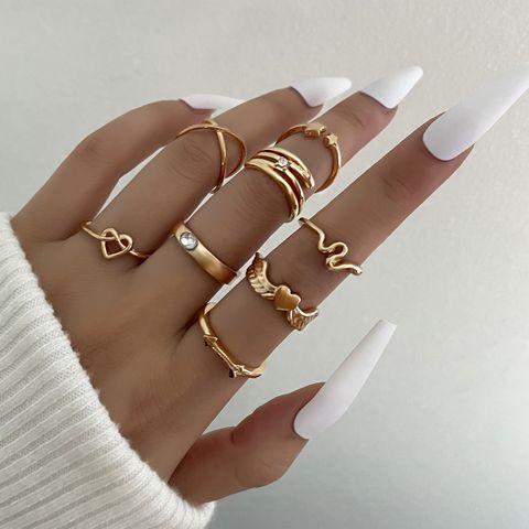 Fashion Geometric Alloy Plating Women's Rings 8 Pieces