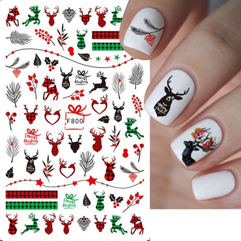 Christmas Fashion Gingerbread Snowflake Elk Sticker Nail Decoration Accessories 1 Piece