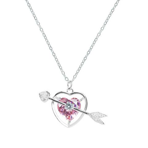 Korean Korean Style Heart Shape Alloy The Arrow Of Love Plating Zircon Women's Pendant Necklace