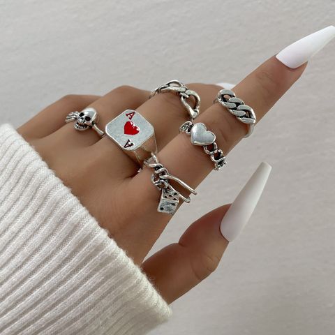 Gothic Geometric Alloy Plating Women's Rings 6 Pieces
