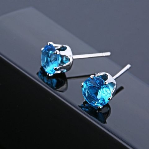 Simple Style Geometric Metal Inlay Artificial Gemstones Women's Ear Studs 1 Pair