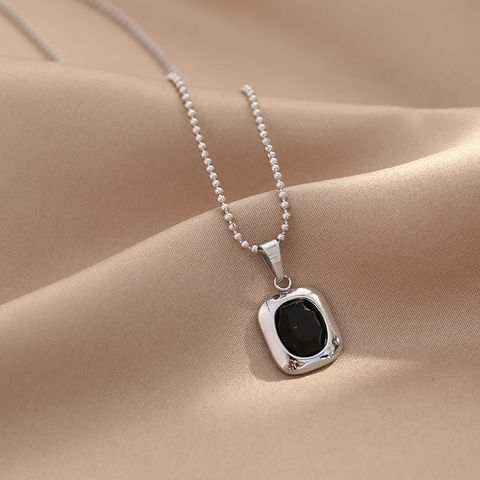 Simple Style Geometric Titanium Steel Necklace Inlaid Gold Zircon Stainless Steel Necklaces
