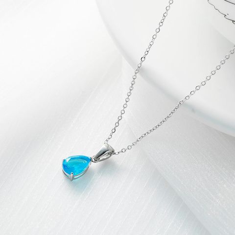 Fashion Water Droplets Titanium Steel Necklace Inlay Zircon Stainless Steel Necklaces