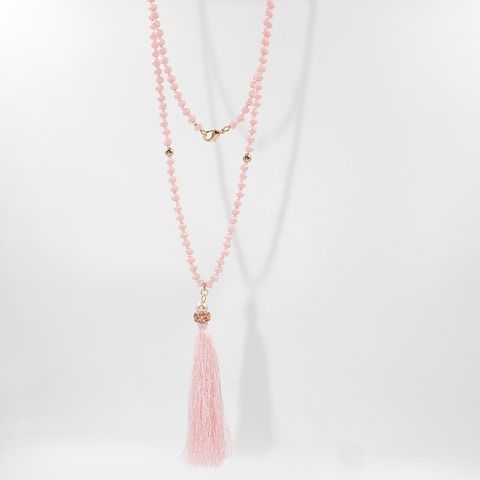 Fashion Tassel Artificial Crystal Imitation Pearl Alloy Beaded Handmade Zircon Women's Layered Necklaces 1 Piece