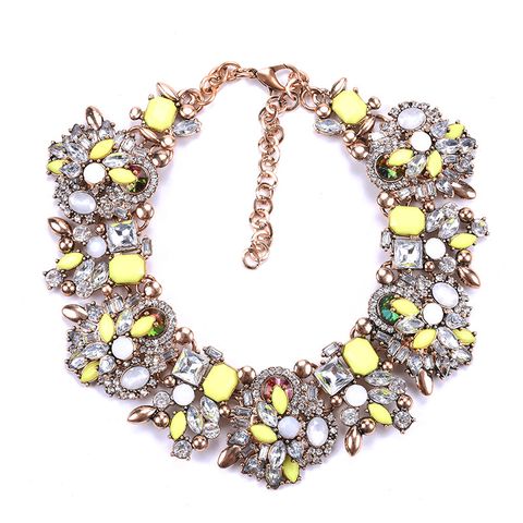 Fashion Flower Artificial Crystal Alloy Plating Rhinestones Women's Necklace
