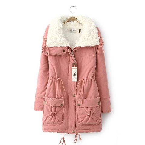 Women's Fashion Solid Color Single Breasted Coat Cotton Clothes