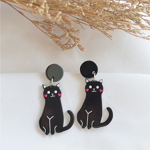 Cartoon Style Cat Arylic Printing Women's Earrings 1 Pair