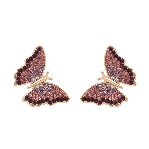 Retro Butterfly Alloy Rhinestone Women's Ear Studs 1 Pair