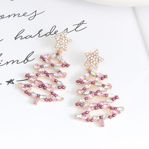 Fashion Christmas Tree Star Alloy Rhinestone Women's Drop Earrings 1 Pair