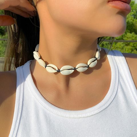 Ethnic Style Geometric Alloy Shell Women's Choker