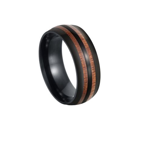 Simple Style Round Stripe Titanium Steel Epoxy Men's Rings