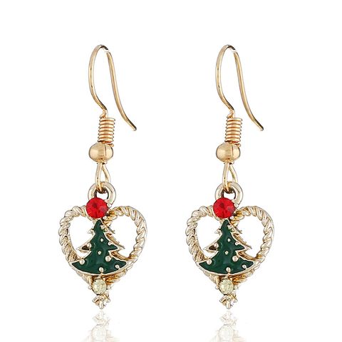 Fashion Christmas Tree Heart Shape Alloy Enamel Inlay Rhinestones Women's Earrings Necklace 1 Piece 1 Pair