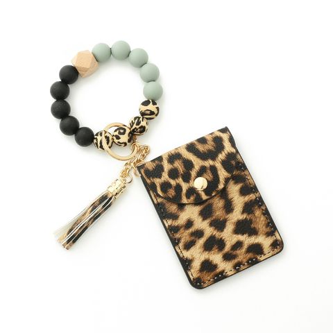 Women's Marble Snakeskin Leopard Pu Leather Tassel Hidden Buckle Card Holders