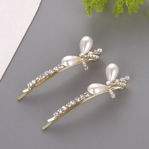 Fashion Bow Knot Alloy Artificial Rhinestones Artificial Pearls Hair Clip 1 Piece