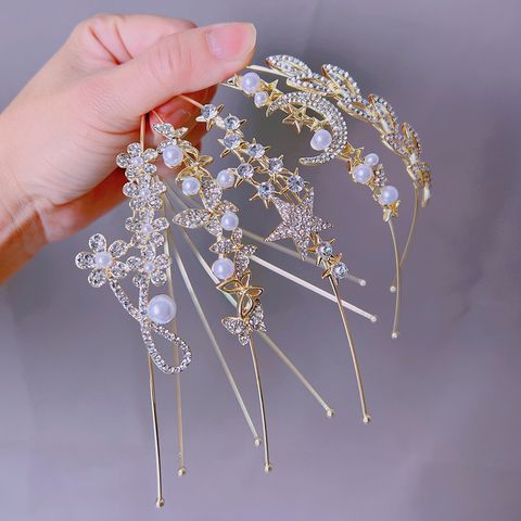 Mode Blume Bogenknoten Legierung Überzug Künstliche Strasssteine Künstliche Perlen Haarband