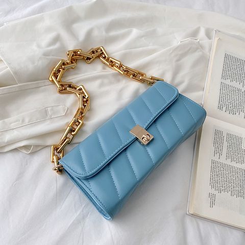 White Purple Blue Pu Leather Solid Color Square Evening Bags