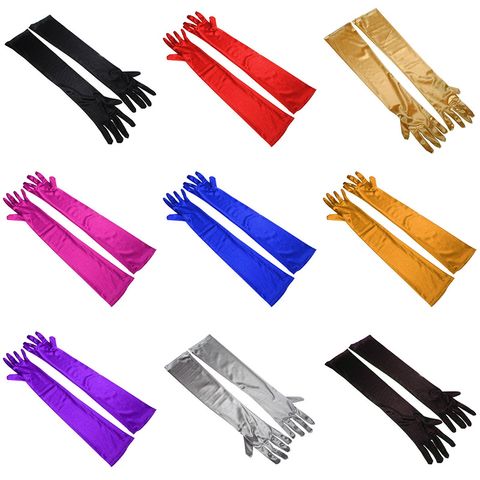 Women's Simple Style Solid Color Satin Gloves 1 Pair