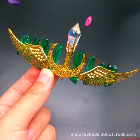 Ethnic Style Moon Crown Wings Natural Crystal Hair Band