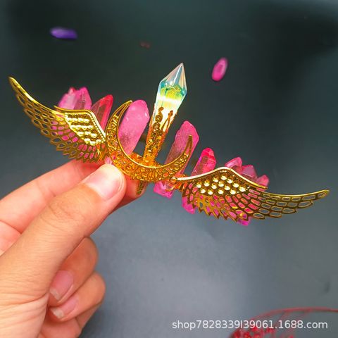 Ethnic Style Moon Crown Wings Natural Crystal Hair Band