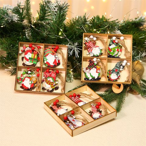 Christmas Cute Santa Claus Wood Party Hanging Ornaments 12 Pieces
