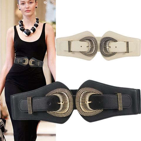 Fashion Stripe Pu Leather Alloy Women's Leather Belts 1 Piece