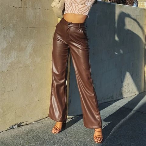 Women's Daily Fashion Solid Color Full Length Pocket Wide Leg Pants
