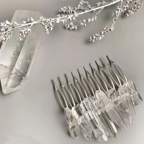 Fashion Geometric Natural Crystal Handmade Hair Combs Earrings