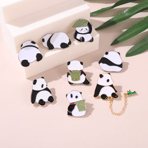Chinoiserie Panda Alloy Plating Unisex Brooches