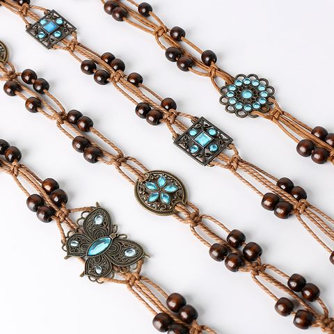 Bohemian Butterfly Alloy Inlay Rhinestones Women's Woven Belts 1 Piece