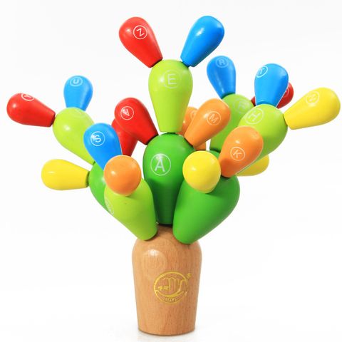 New Wooden Insertion Letters Cactus Palm Child Education Simulation Toys