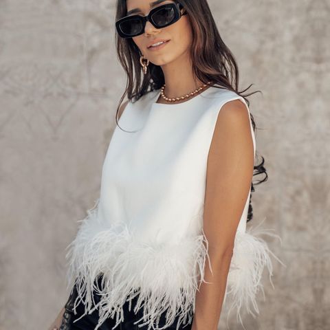 Women's T-shirt Sleeveless Tank Tops Feather Fashion Solid Color
