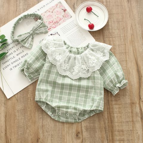 Princess Plaid Cotton Baby Rompers