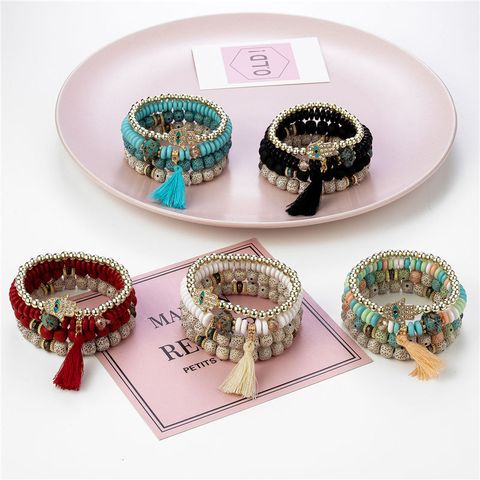 Ethnic Style Palm Bodhi Beaded Inlay Artificial Gemstones Women's Bracelets 1 Piece